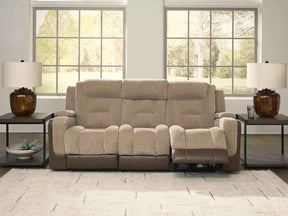 Mixed Motion Brownstone Power Reclining Sofa by Ashley at Eve Furniture