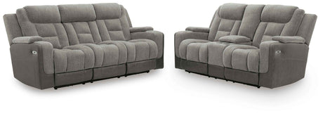 Mixed Motion Shadow Power Reclining Living Room Set by Ashley at Eve Furniture