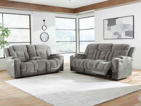 Mixed Motion Shadow Power Reclining Living Room Set by Ashley at Eve Furniture