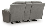 Mixed Motion Shadow Power Reclining Loveseat with Console by Ashley at Eve Furniture