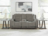 Mixed Motion Shadow Power Reclining Loveseat with Console by Ashley at Eve Furniture