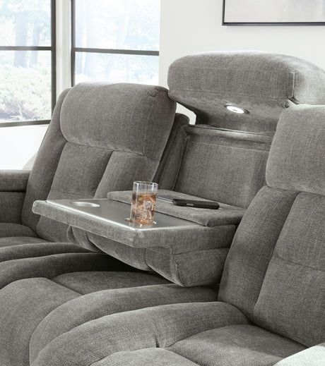 Mixed Motion Shadow Power Reclining Sofa by Ashley at Eve Furniture