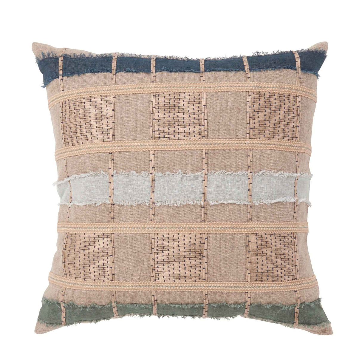 ML Stratton Natural/Blue Multi Multiple Sizes Throw Pillow (Set of 2) by Classic Home at Eve Furniture