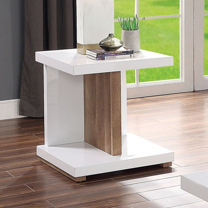 Moa White/Natural Tone End Table by Furniture of America at Eve Furniture