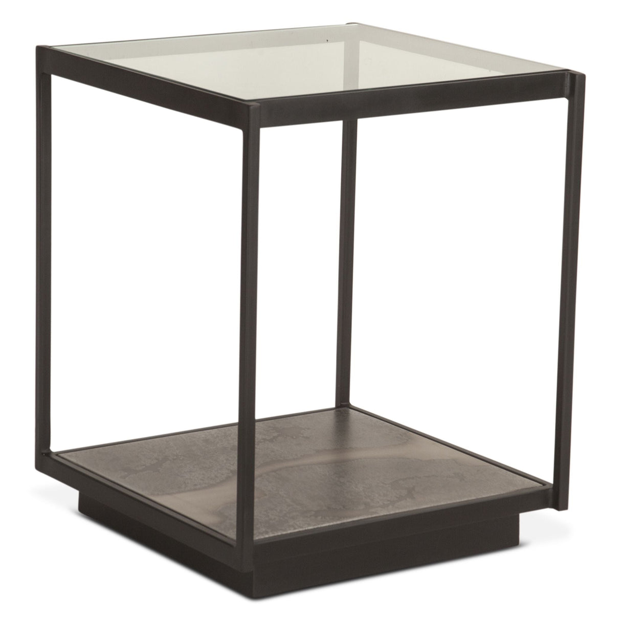 Moab 18" Side Table with Glass Top in Oxidized Black by Home Trends & Design at Eve Furniture
