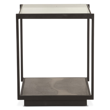 Moab 18" Side Table with Glass Top in Oxidized Black by Home Trends & Design at Eve Furniture