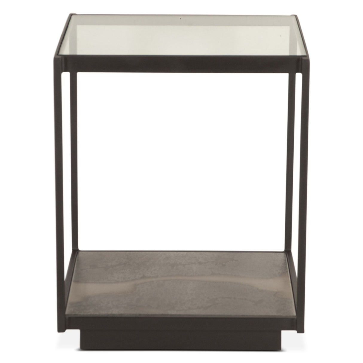 Moab 18" Side Table with Glass Top in Oxidized Black by Home Trends & Design at Eve Furniture