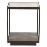 Moab 18" Side Table with Glass Top in Oxidized Black by Home Trends & Design at Eve Furniture