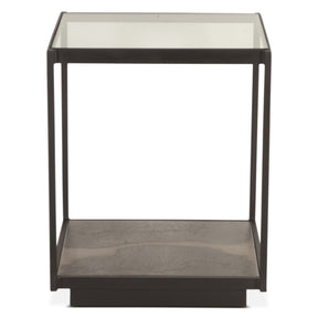 Moab 18" Side Table with Glass Top in Oxidized Black by Home Trends & Design at Eve Furniture