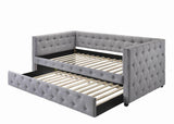 Mockern Gray Tufted Upholstered Daybed with Trundle by Coaster at Eve Furniture