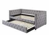 Mockern Gray Tufted Upholstered Daybed with Trundle by Coaster at Eve Furniture