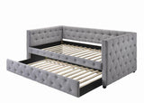 Mockern Gray Tufted Upholstered Daybed with Trundle