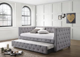 Mockern Gray Tufted Upholstered Daybed with Trundle