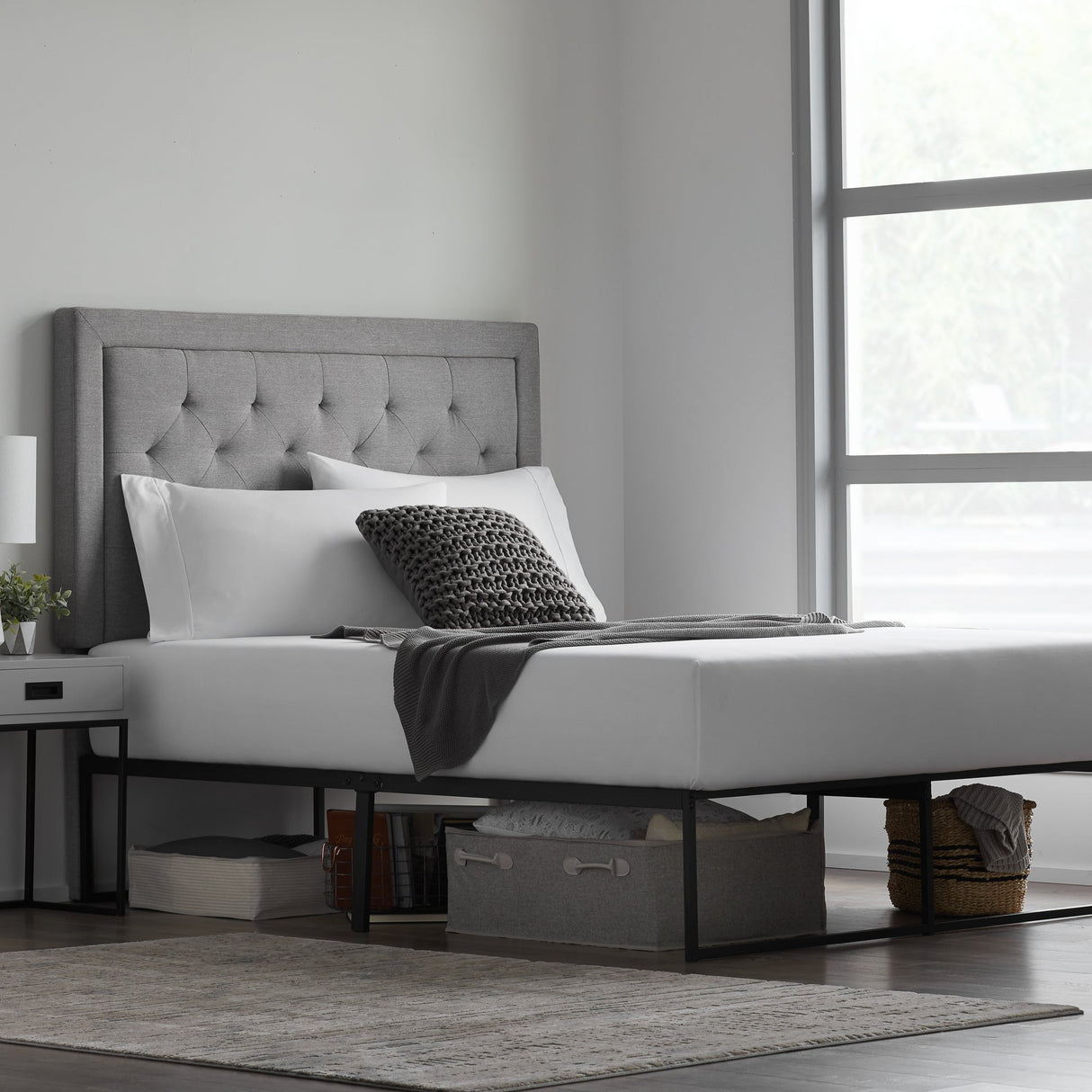 Modern Black King Platform Bed Frame by Malouf at Eve Furniture