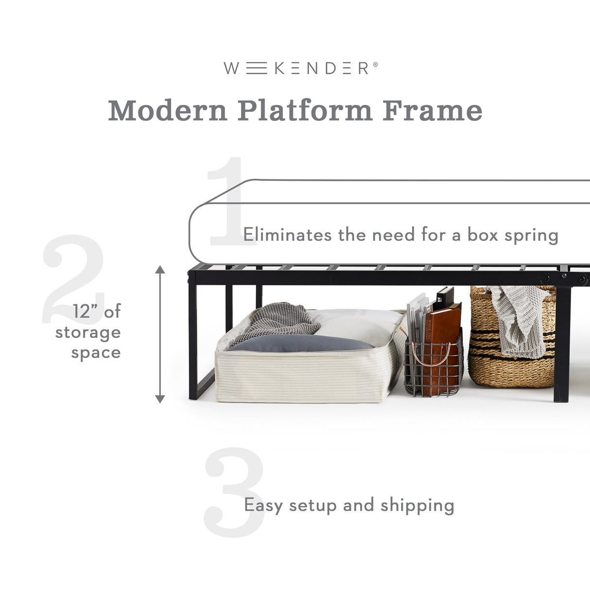 Modern Black Queen Platform Bed Frame by Malouf at Eve Furniture