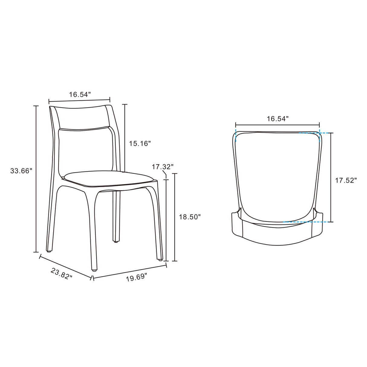 Moderno Stackable Dining Chair in Walnut and Black (Set of 2) by Manhattan Comfort at Eve Furniture