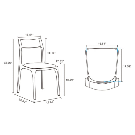 Moderno Stackable Dining Chair in Walnut and Black (Set of 2) by Manhattan Comfort at Eve Furniture