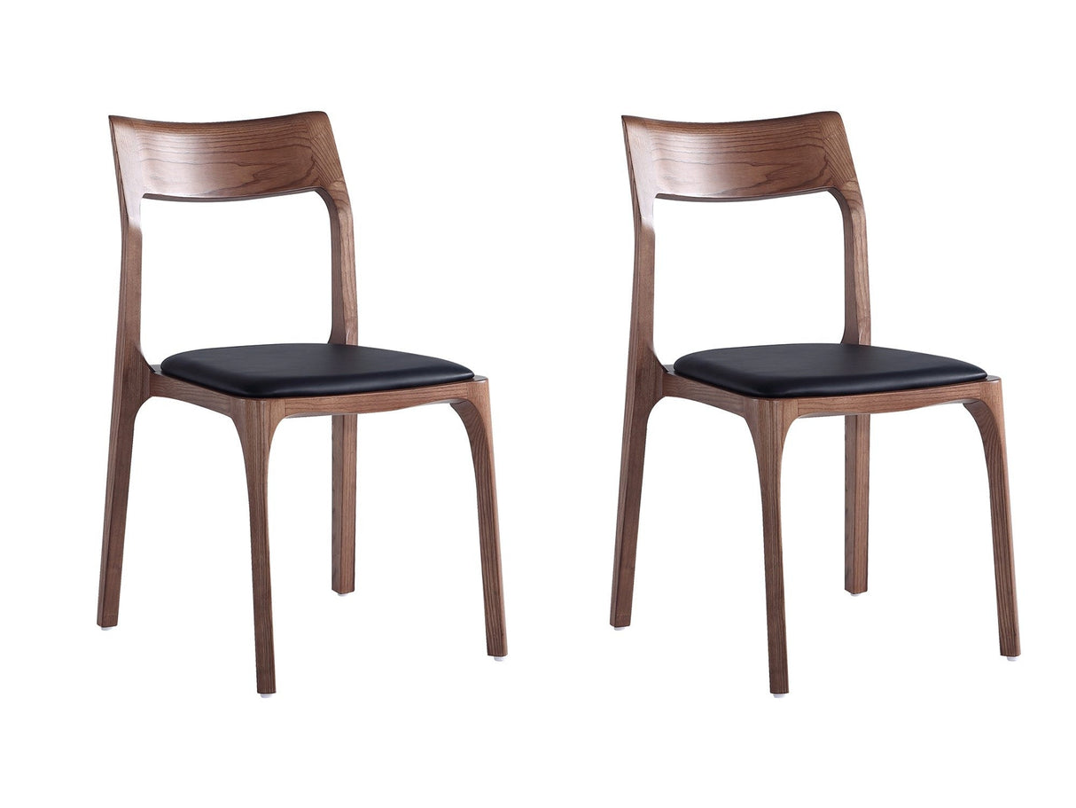 Moderno Stackable Dining Chair in Walnut and Black (Set of 2) by Manhattan Comfort at Eve Furniture