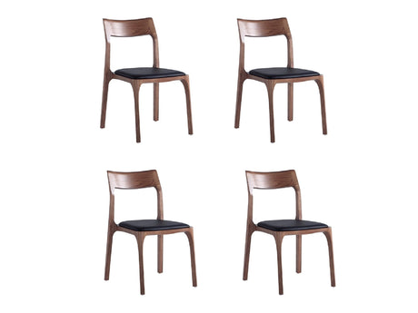 Moderno Stackable Dining Chair in Walnut and Black (Set of 4) by Manhattan Comfort at Eve Furniture
