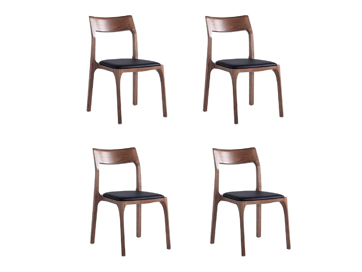 Moderno Stackable Dining Chair in Walnut and Black (Set of 4) by Manhattan Comfort at Eve Furniture