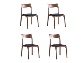 Moderno Stackable Dining Chair in Walnut and Black (Set of 4) by Manhattan Comfort at Eve Furniture