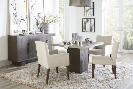 Modesto Upholstered Arm Chair in Abalone Linen and French Roast (Set of 2) by Modus Furniture at Eve Furniture