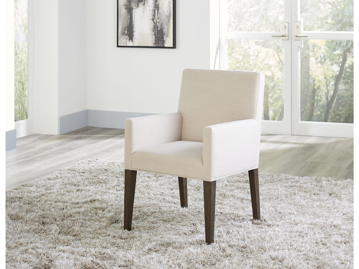 Modesto Upholstered Arm Chair in Abalone Linen and French Roast (Set of 2) by Modus Furniture at Eve Furniture