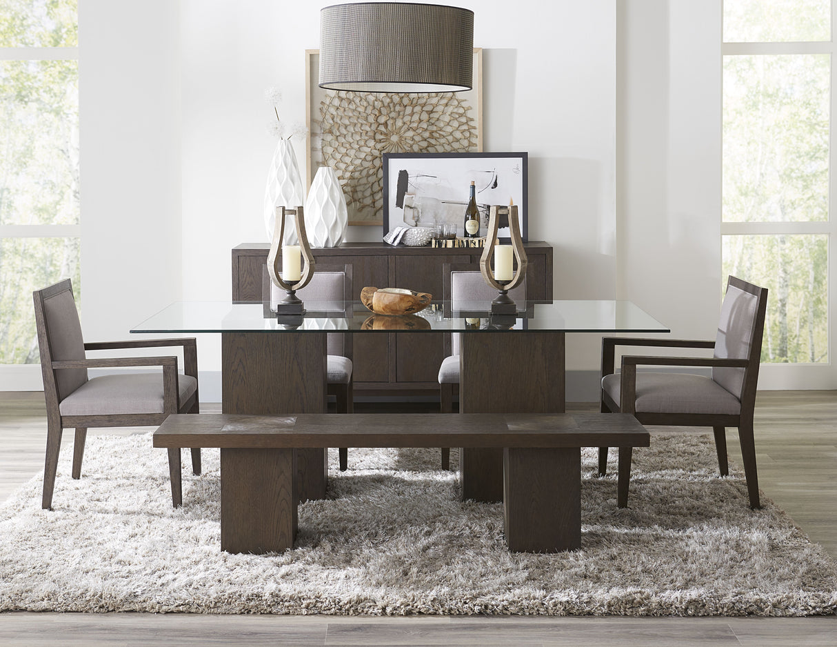 Modesto Wood Frame Upholstered Arm Chair in Koala Linen and French Roast (Set of 2) by Modus Furniture at Eve Furniture