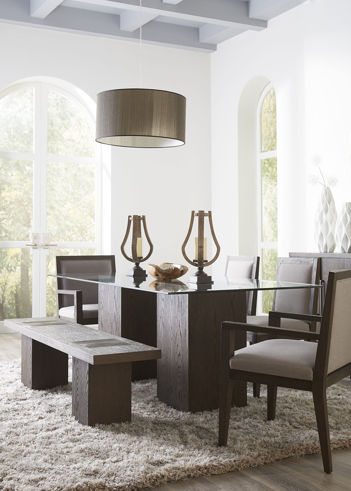 Modesto Wood Frame Upholstered Arm Chair in Koala Linen and French Roast (Set of 2) by Modus Furniture at Eve Furniture