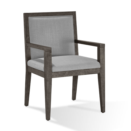 Modesto Wood Frame Upholstered Arm Chair in Koala Linen and French Roast (Set of 2) by Modus Furniture at Eve Furniture