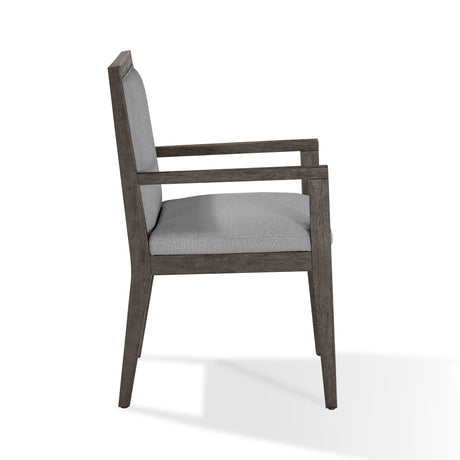 Modesto Wood Frame Upholstered Arm Chair in Koala Linen and French Roast (Set of 2) by Modus Furniture at Eve Furniture