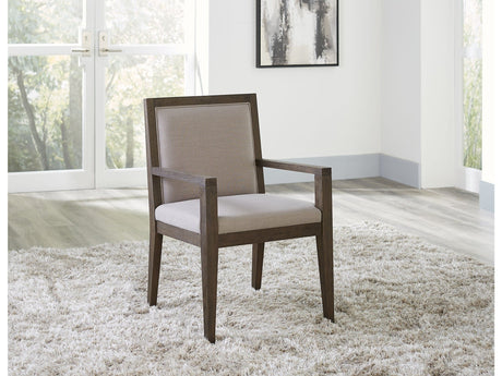 Modesto Wood Frame Upholstered Arm Chair in Koala Linen and French Roast (Set of 2) by Modus Furniture at Eve Furniture