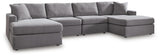 Modmax Granite 4-Piece Double Storage Chaise Sectional by Ashley at Eve Furniture