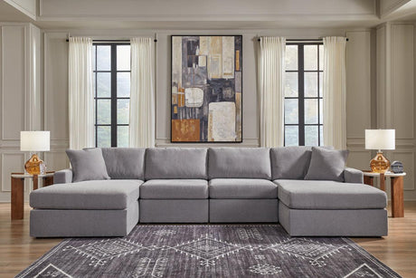 Modmax Granite 4-Piece Sectional with Two Chaise by Ashley at Eve Furniture