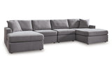 Modmax Granite 4-Piece Sectional with Two Chaise by Ashley at Eve Furniture