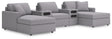 Modmax Granite 5-Piece Double Storage Chaise Sectional with Audio Consoles by Ashley at Eve Furniture