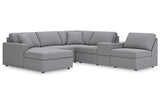 Modmax Granite 6-Piece Sectional with LAF Chaise by Ashley at Eve Furniture