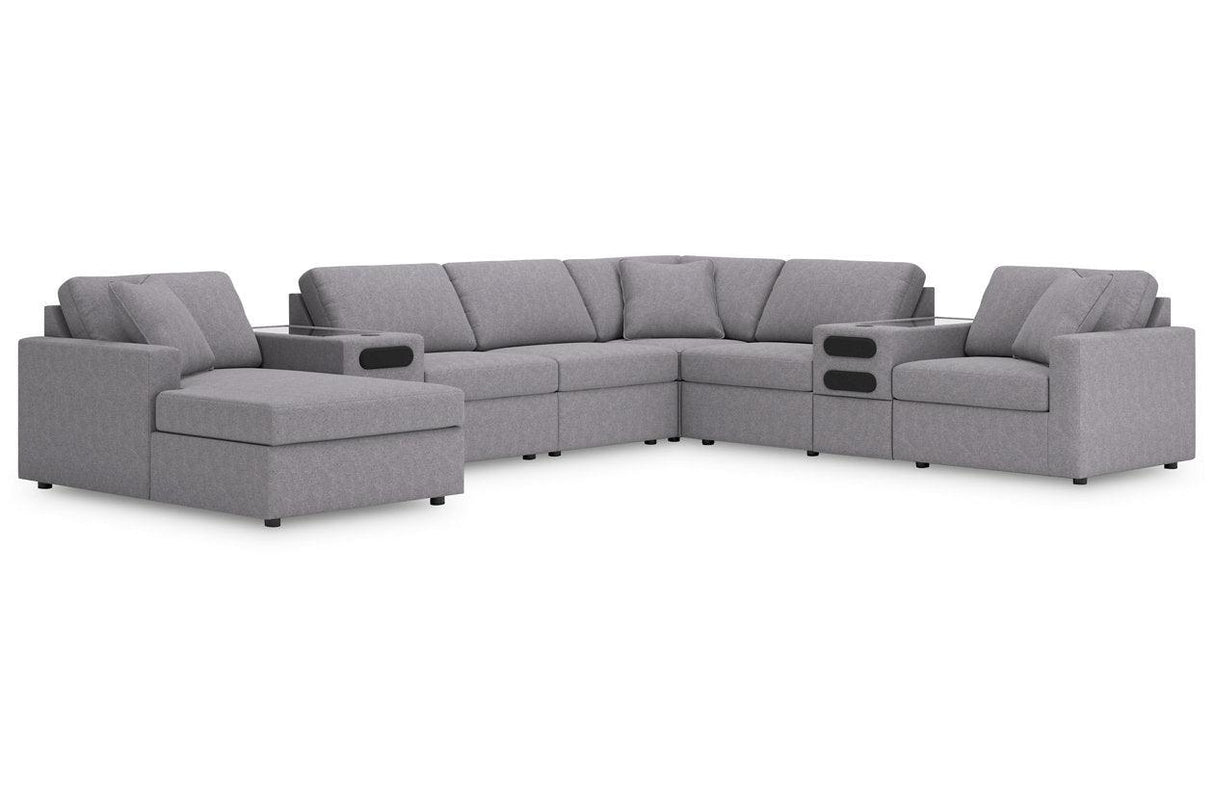 Modmax Granite 8-Piece Sectional with Audio System and LAF Chaise by Ashley at Eve Furniture