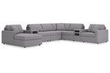 Modmax Granite 8-Piece Sectional with Audio System and LAF Chaise by Ashley at Eve Furniture