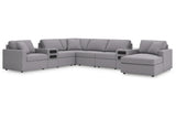 Modmax Granite 8-Piece Sectional with Audio System and RAF Chaise by Ashley at Eve Furniture