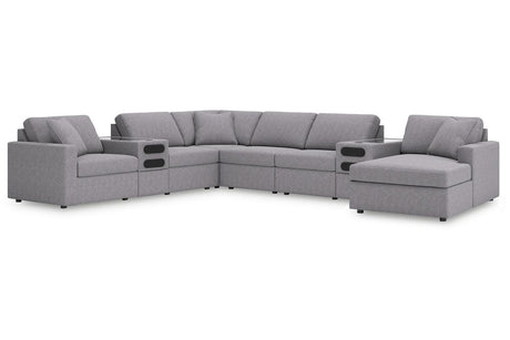 Modmax Granite 8-Piece Sectional with Audio System and RAF Chaise by Ashley at Eve Furniture