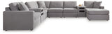 Modmax Granite 8-Piece Sectional with RAF Storage Chaise and Audio Consoles by Ashley at Eve Furniture