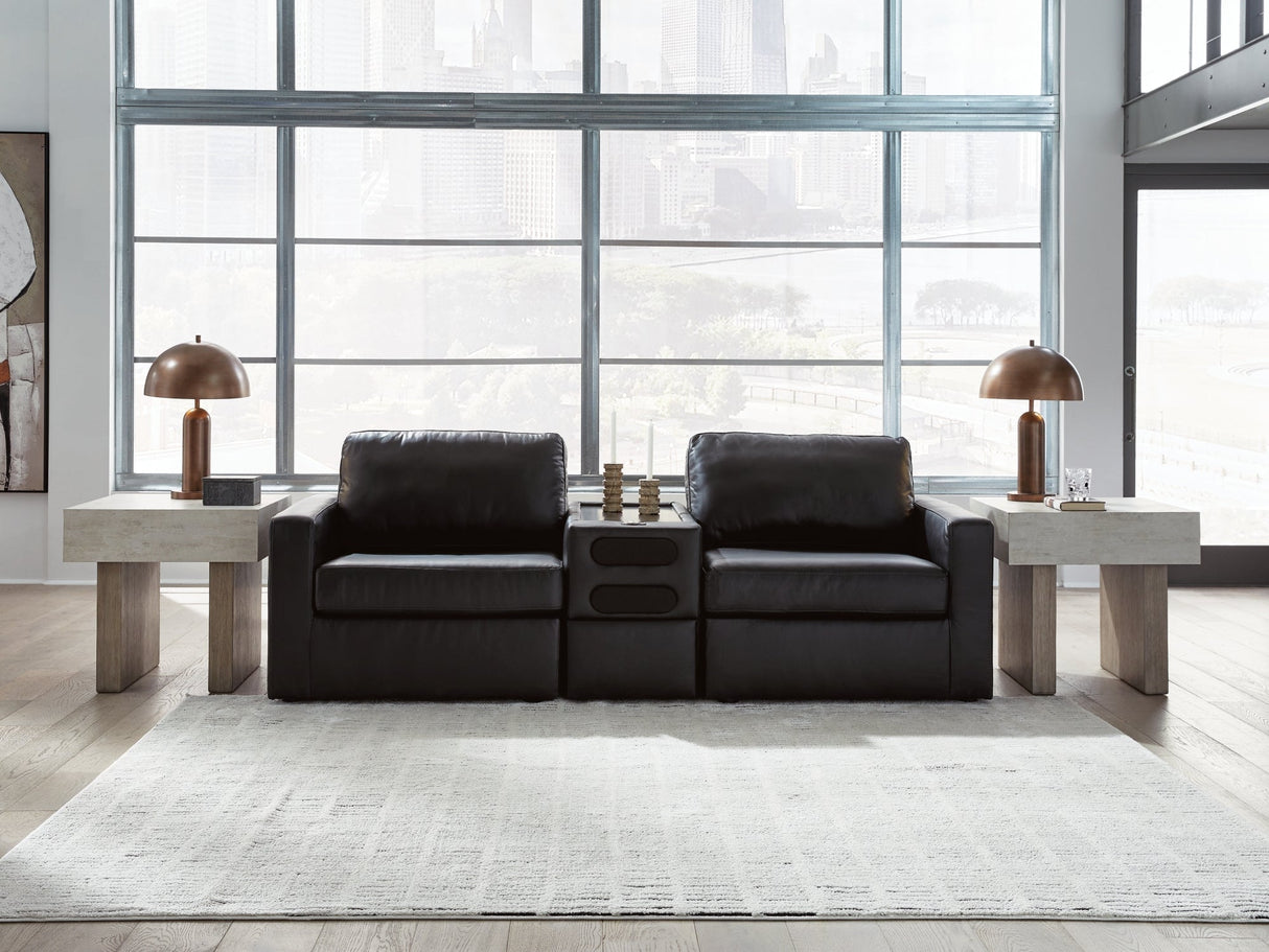 ModMax II Black 3-Piece Sectional Loveseat with Audio Console by Ashley at Eve Furniture