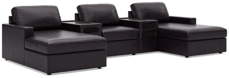 ModMax II Black 5-Piece Double Chaise Sectional with Audio Consoles by Ashley at Eve Furniture