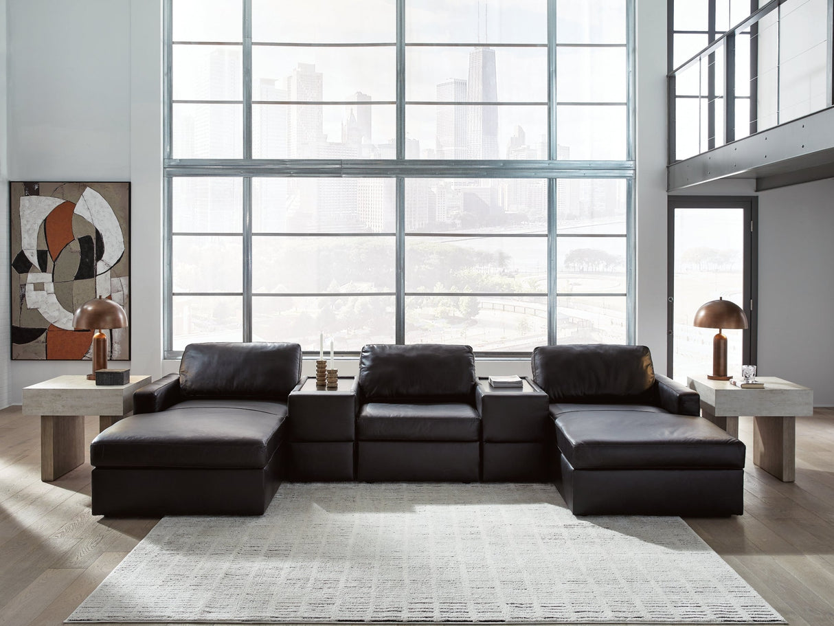 ModMax II Black 5-Piece Double Chaise Sectional with Storage Consoles by Ashley at Eve Furniture