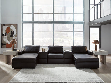ModMax II Black 5-Piece Double Chaise Sectional with Storage Consoles by Ashley at Eve Furniture
