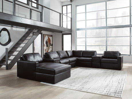 ModMax II Black 8-Piece Sectional with LAF Chaise and Audio Consoles by Ashley at Eve Furniture