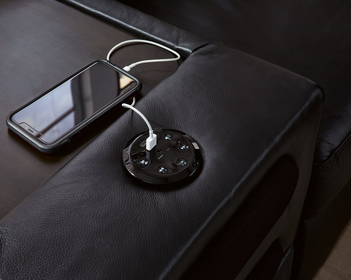 ModMax II Black 8-Piece Sectional with RAF Chaise and Audio Consoles by Ashley at Eve Furniture