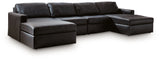 ModMax II Black Leather 4-Piece Double Chaise Sectional by Ashley at Eve Furniture