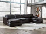 ModMax II Black Leather 4-Piece Double Chaise Sectional by Ashley at Eve Furniture